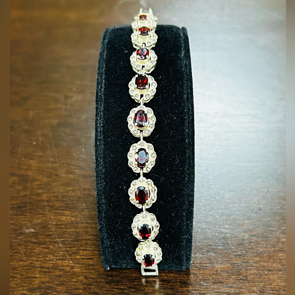 Sterling Silver Garnet Bracelet